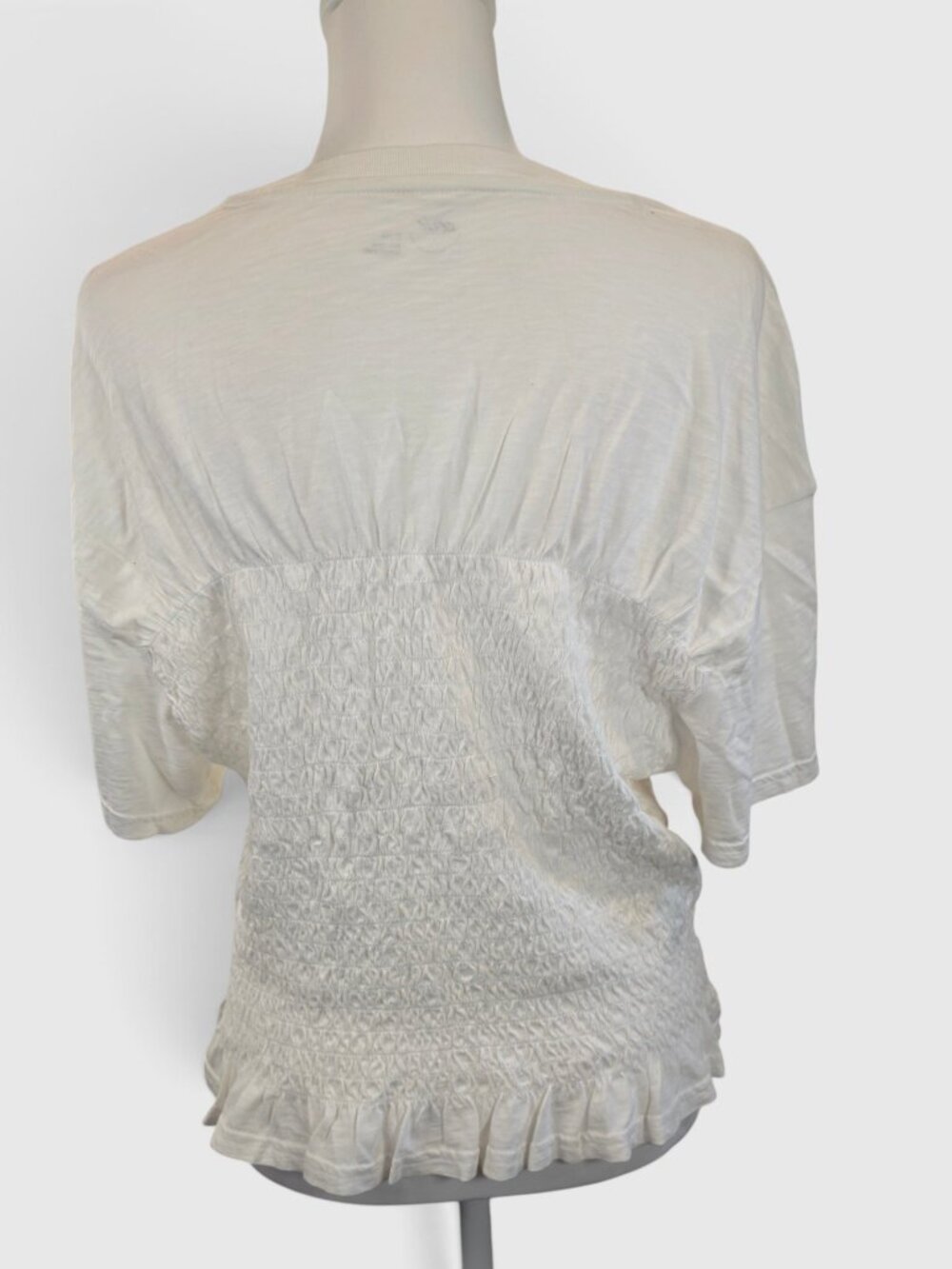Aerie White Smocked T-Shirt Peplum Top XL NWT - Picture 5 of 14